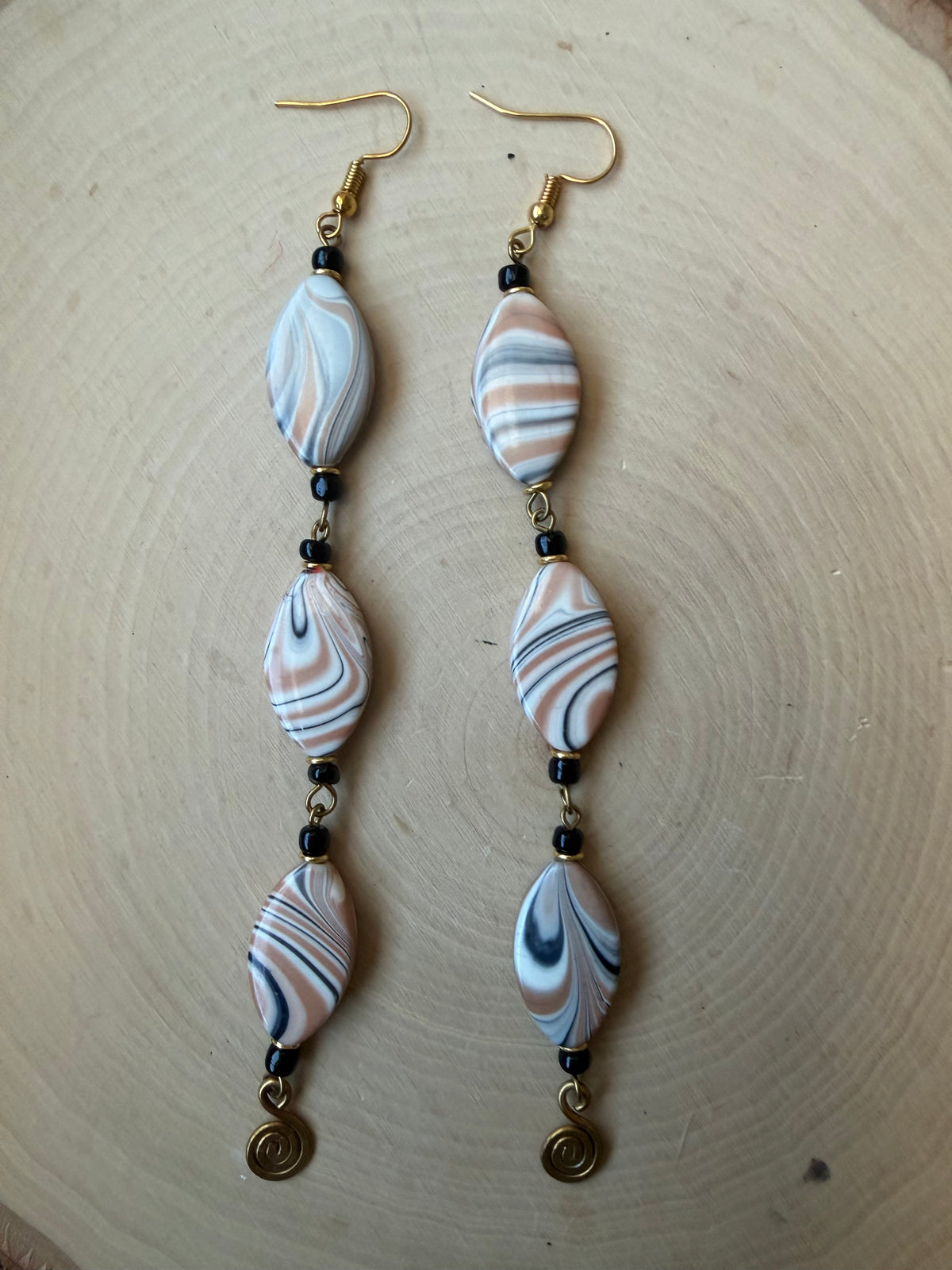 Tri marble earrings