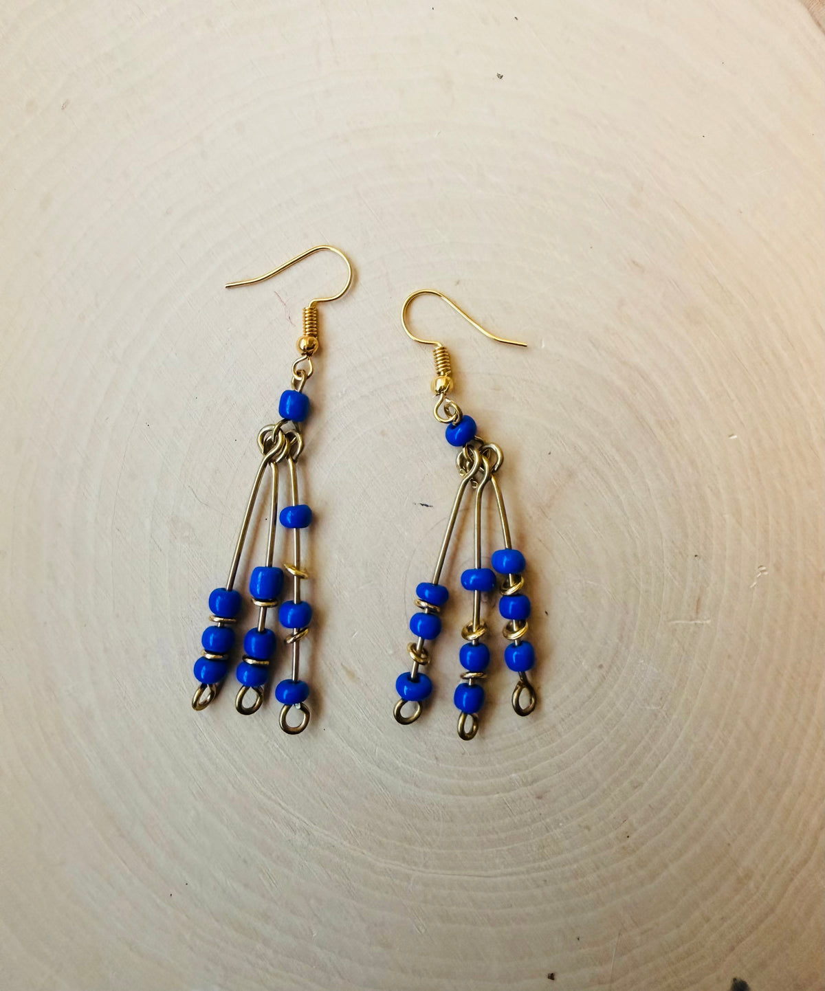Blue beaded earrings