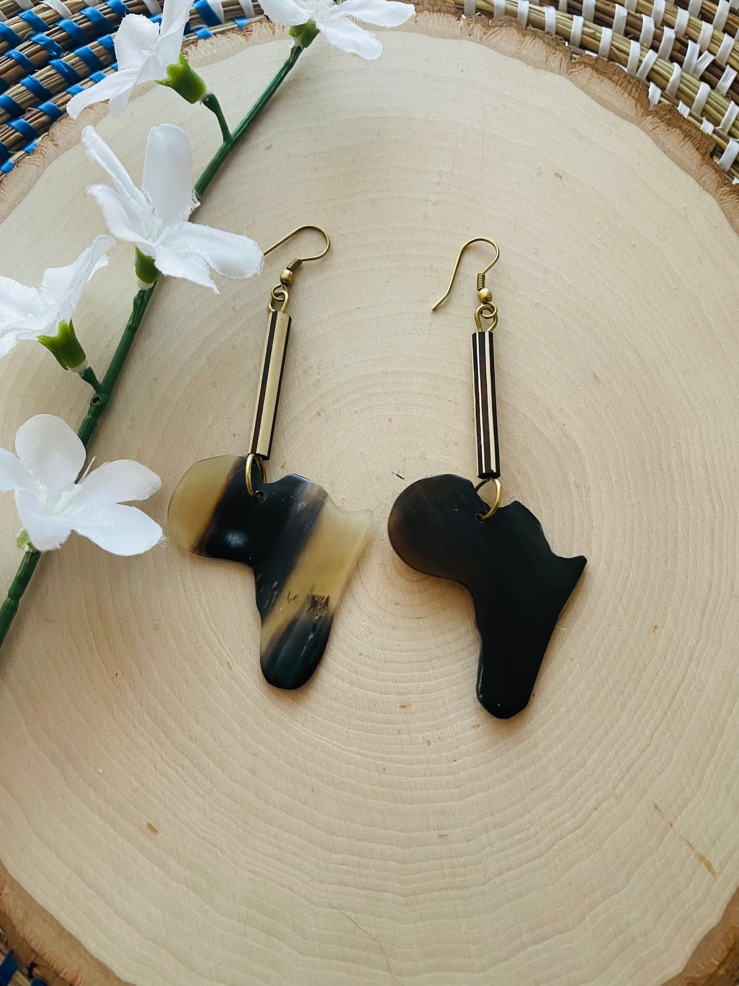 Beaded Africa Shaped Earrings