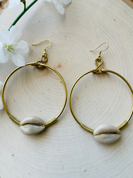 Cowrie Hoop Earrings