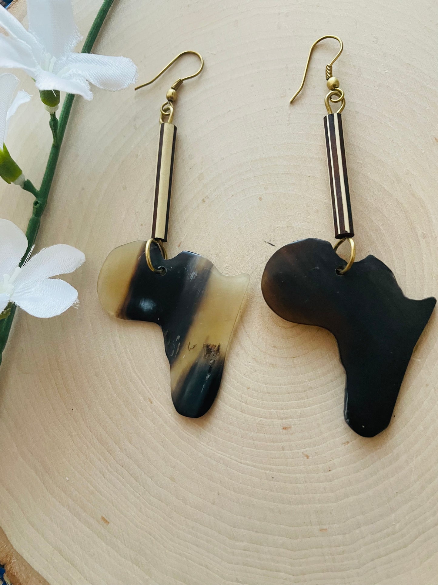 Beaded Africa Shaped Earrings