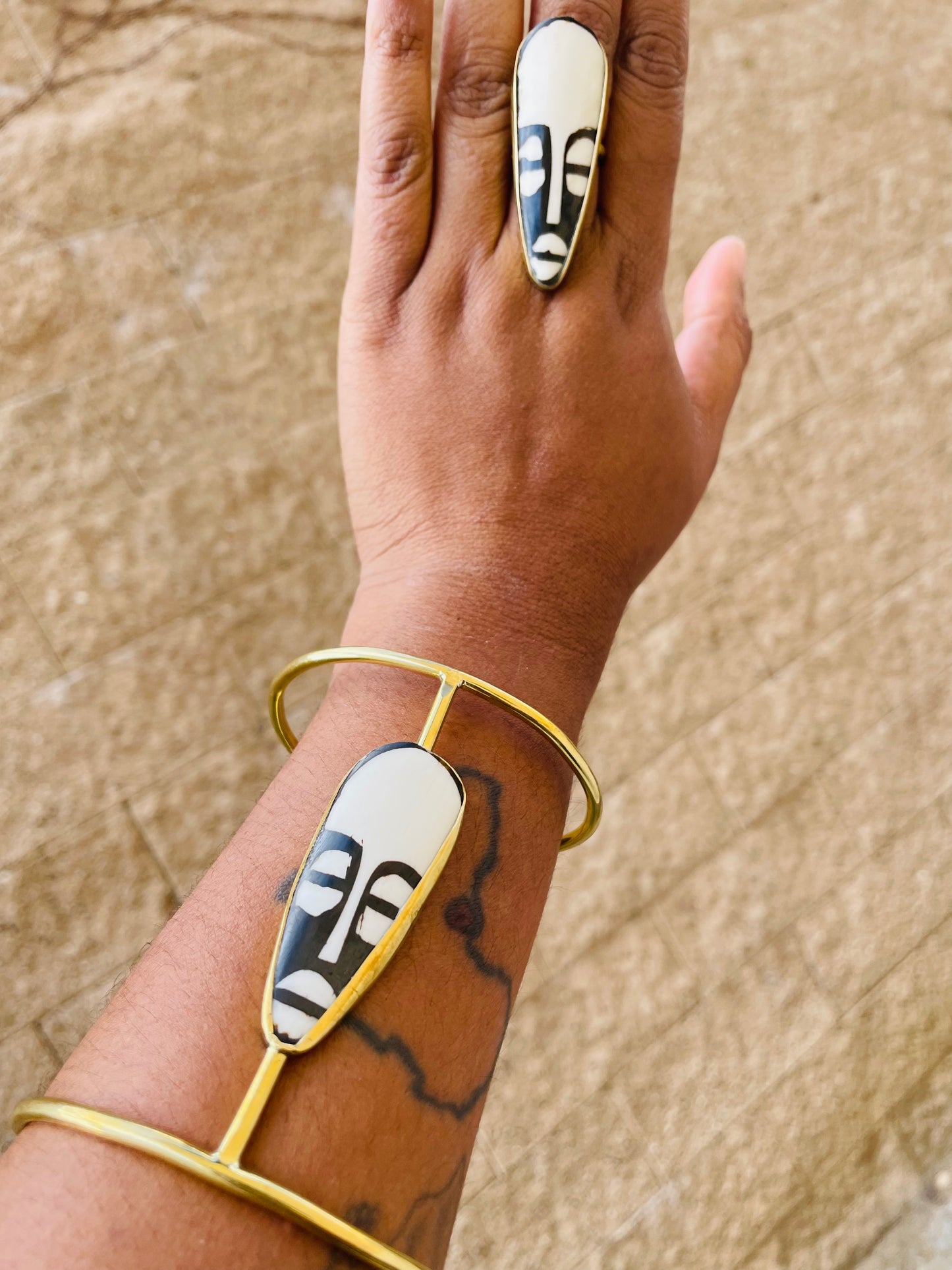 African Mask 3/4 Bracelet- Adjustable