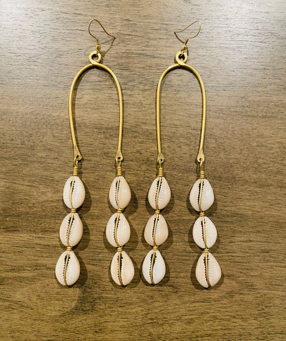 Drop Cowrie  Earrings - imperfect