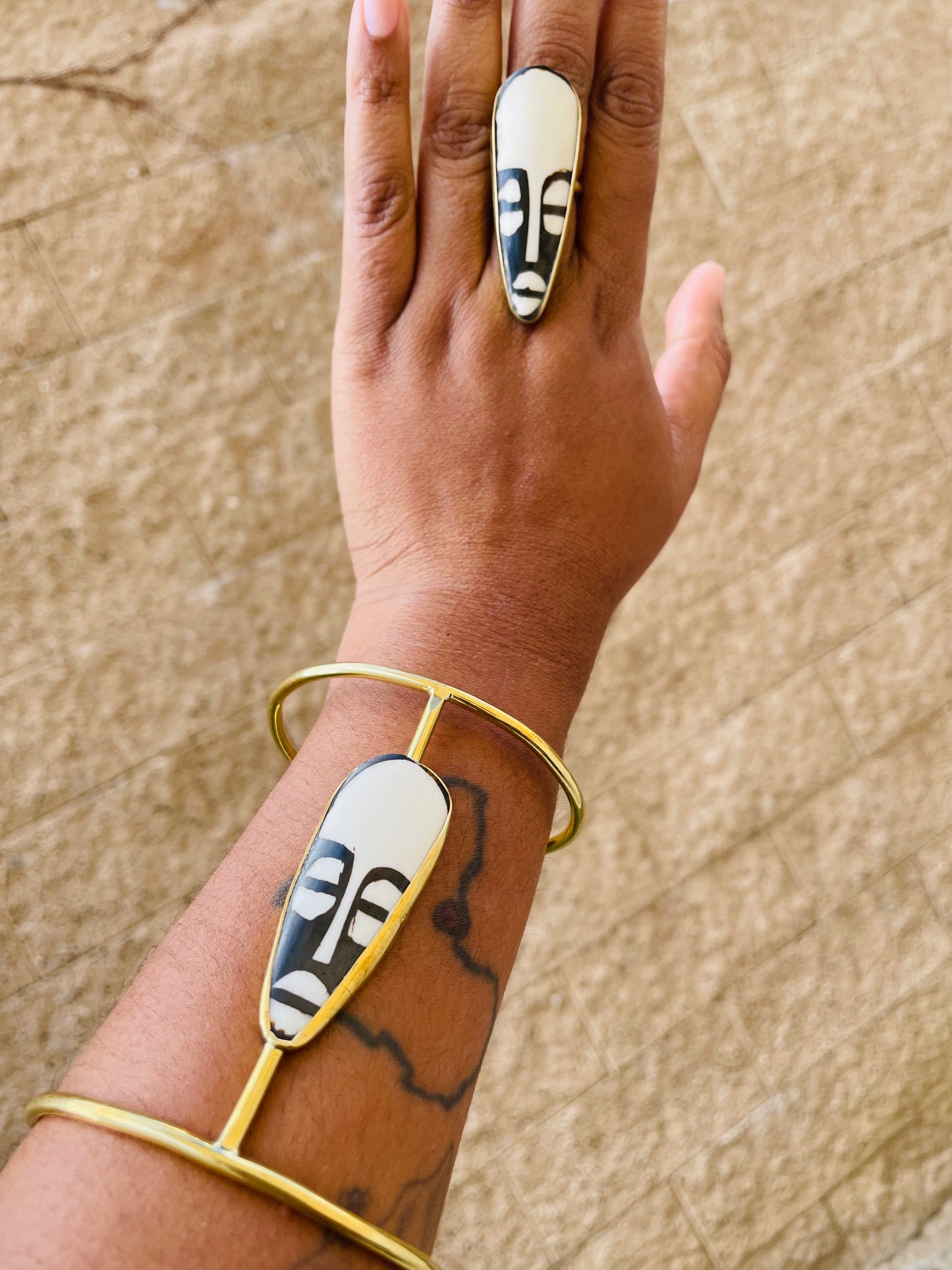African Mask 3/4 Bracelet- Adjustable