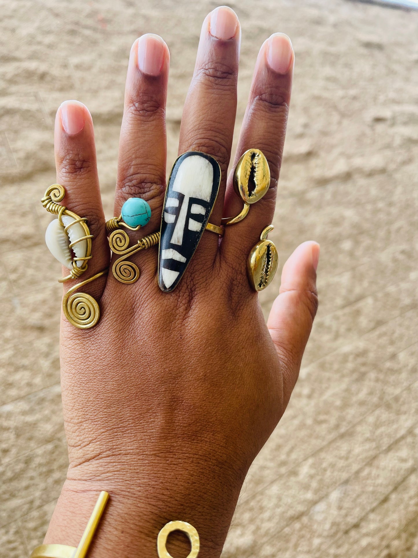 African Mask Ring- Adjustable