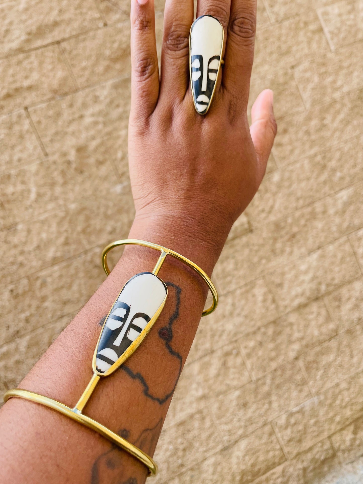 African Mask 3/4 Bracelet- Adjustable